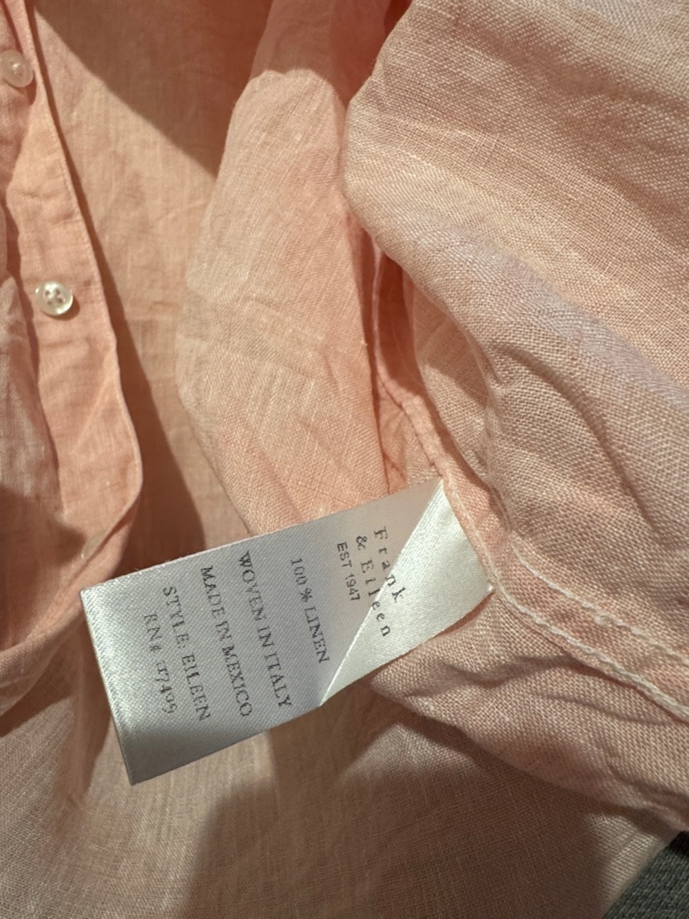 Frank & Eileen Linen Button-Up Shirt - Light Pink - Picture 3 of 5